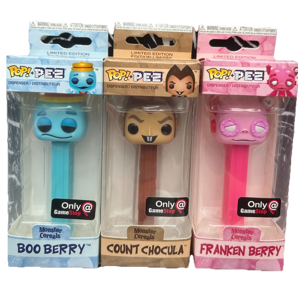 New Set Of 3 Funko POP! PEZ dispensers Boo Berry, Count Chocula & Franken Berry